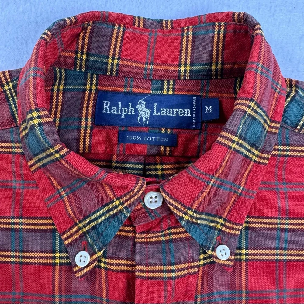 Ralph Lauren Shirt Men’s Medium Plaid Button Down Crest Logo - Picture 9 of 15